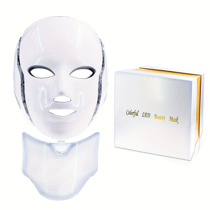 Led Face Mask Light Care 7 Color Facial Skin Care Mask For Face And Neck Holiday Gift For Women